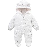 WYTbaby Baby Snowsuit Fleece Hooded Romper Toddler Footed Jumpsuit Onesie Thin Fall Winter Outfits