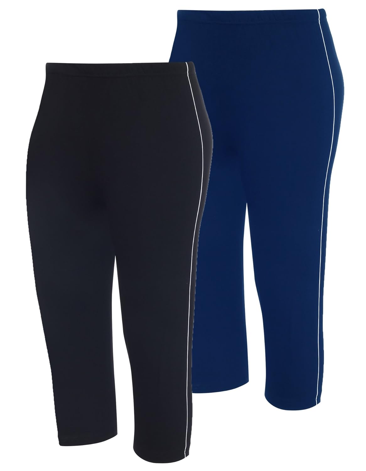 espresso women's casual relaxed fit cotton 3/4th capri pants - pack of 2.