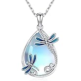 YYmqmq Bee/Butterfly/Dragonfly/Owl Necklace for Women 925 Sterling Silver Moonstone Animals Pendant Necklace Animals Jewelry Gifts for Women Girlfriend Mom