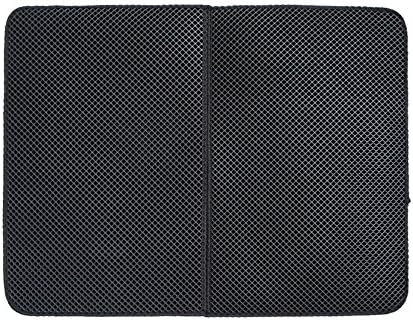 Double-layer Senior Pet Cat Sand Mat Food Mat Black Waterproof Anti-skid no Leak Easy to Clean Feeding Pad to Prevent Food and Water Overflow to Keep your Floor Clean