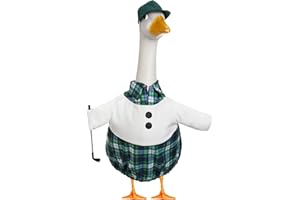 Aliceset Golfer Goose Outfit for 23" Lawn Porch Goose Statue Decorations Teeing Off Golfer Costume with Golf Clubs and Hat for Garden Patio Statue Art Decor