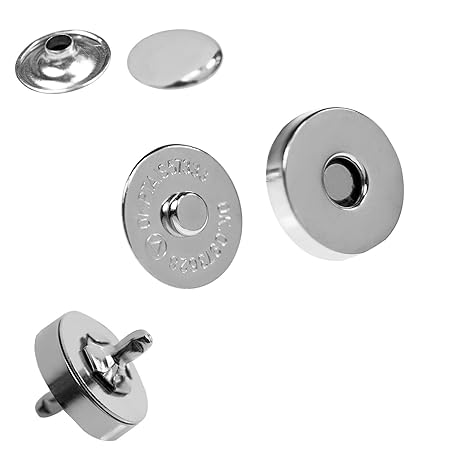 maDDma 10 Magnet-Knöpfe Magnet-Verschlüsse Taschenverschluss Nähen Basteln Kleidung Tasche Alben, Farbe:Silber, Größe:18mm