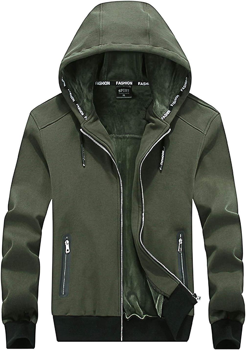 Men's Heavyweight Fleece Sherpa Lined Hoodie Jackets Full Zip Thick