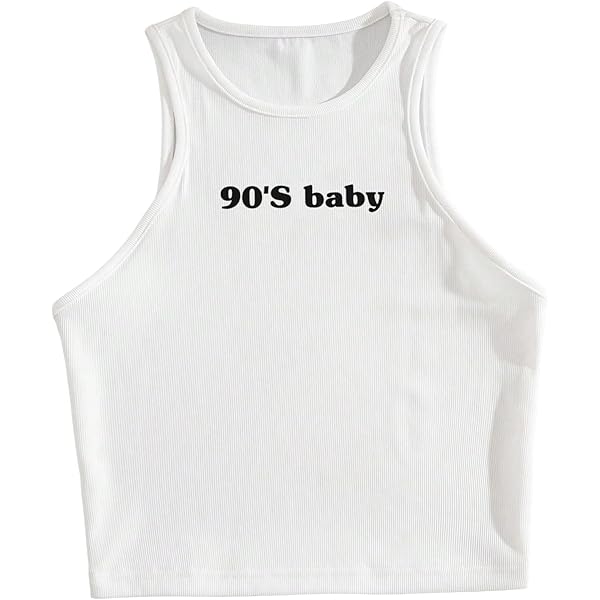 RoseSeek Women's Y2k Tank Top Letter Graphic Ribbed Knit