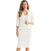 Allegra K Business Skirt Suit Set for Women's 2 Piece Office Work Outfit Collarless Blazer Pencil Skirt