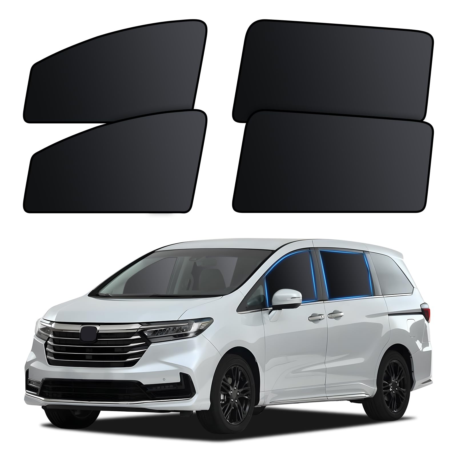 Photo 1 of ZATOOTO Car Window Shades for Honda Odyssey 2020-2024, 4 Pcs Magnetic Car Window Covers - 100% Block Light Privacy Curtains, Side Window Sun Shade for Baby Breastfeeding, Sleeping, Camping