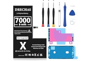 DRECHAS [7000mAh] Battery for iPhone X, New Upgraded High Capacity 0 Cycle Li-Polymer Replacement Battery for iPhone X Models A1865, A1901, A1902 with Complete Professional Repair Tool Kit