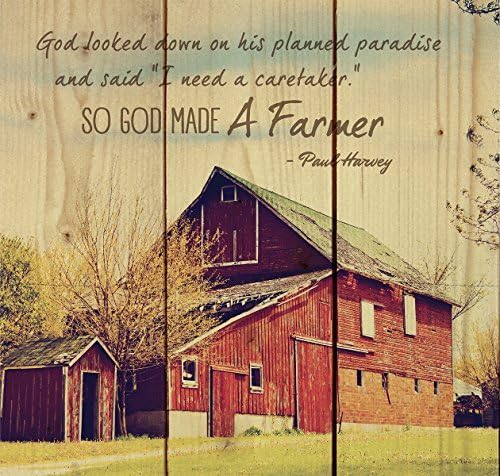 So God Made a Farmer Old Red Barn 10 x 10 Wood Pallet Design Wall Art Sign by Leiacikl