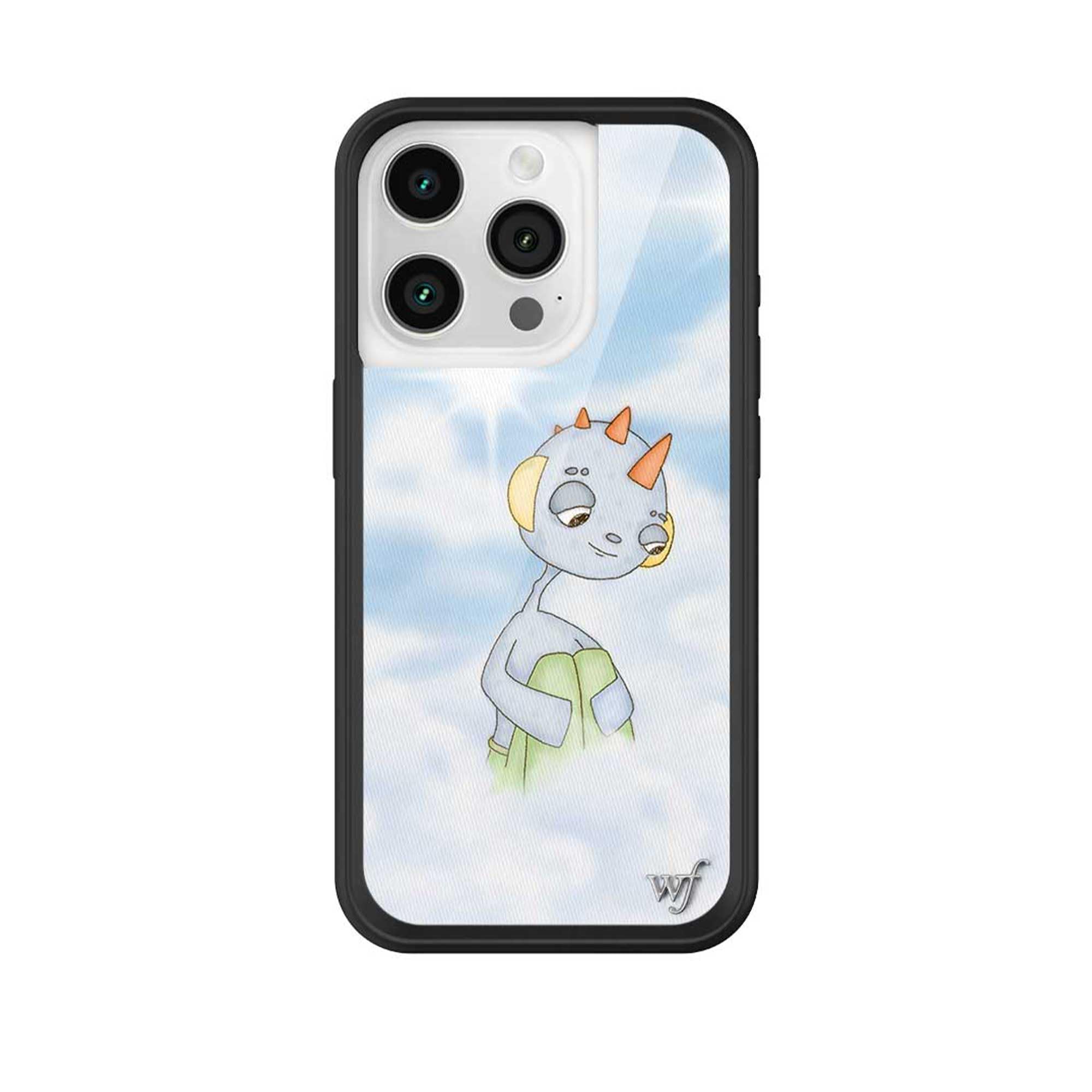 Wildflower Cases - Compatible with iPhone 15 Pro| Protective Black Bumper, 6.5ft Drop Test Certified, Women Owned Small Business | Blue White Clouds Sky Dainty Cute Trendy | Collab- Drew