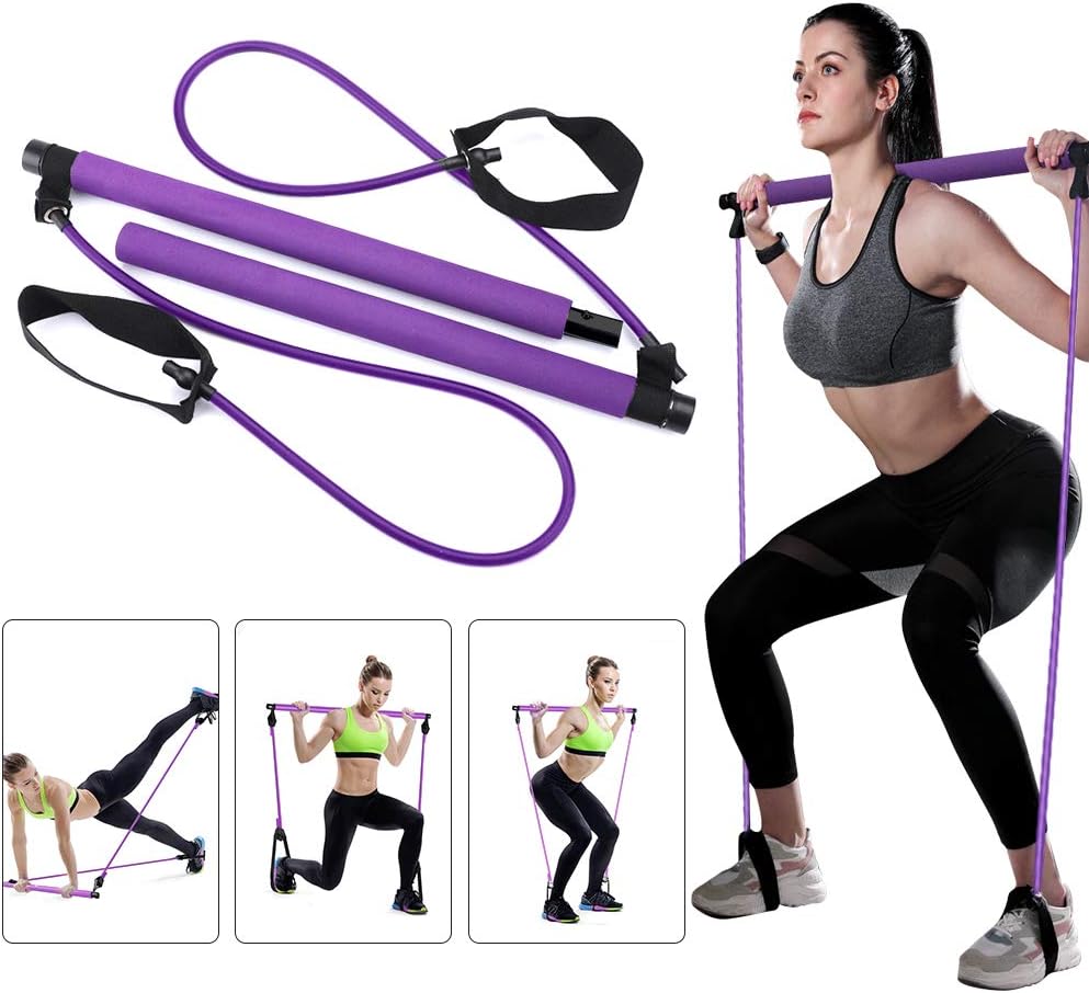 Greymond Portable Pilates Bar Kit Yoga Pilates Stick Muscle Toning Bar
