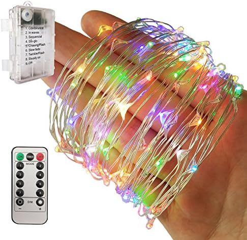 LED Starry String Lights, illumiForce Battery Operated Fairy Lights, 32.8ft 100LEDs, 8 Light Modes With Remote Control, Decorations for Patio Birthday Party Christmas Home Decor, Multi-color, Outdoor
