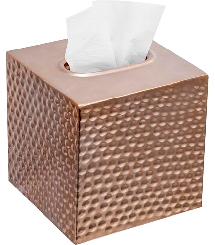 Y-in Hand Square Tissue Box Cover – Champagne Gold ABS Plastic Holder For Facial Tissues & Rolls, Fits Most Standard Boxes - View #5