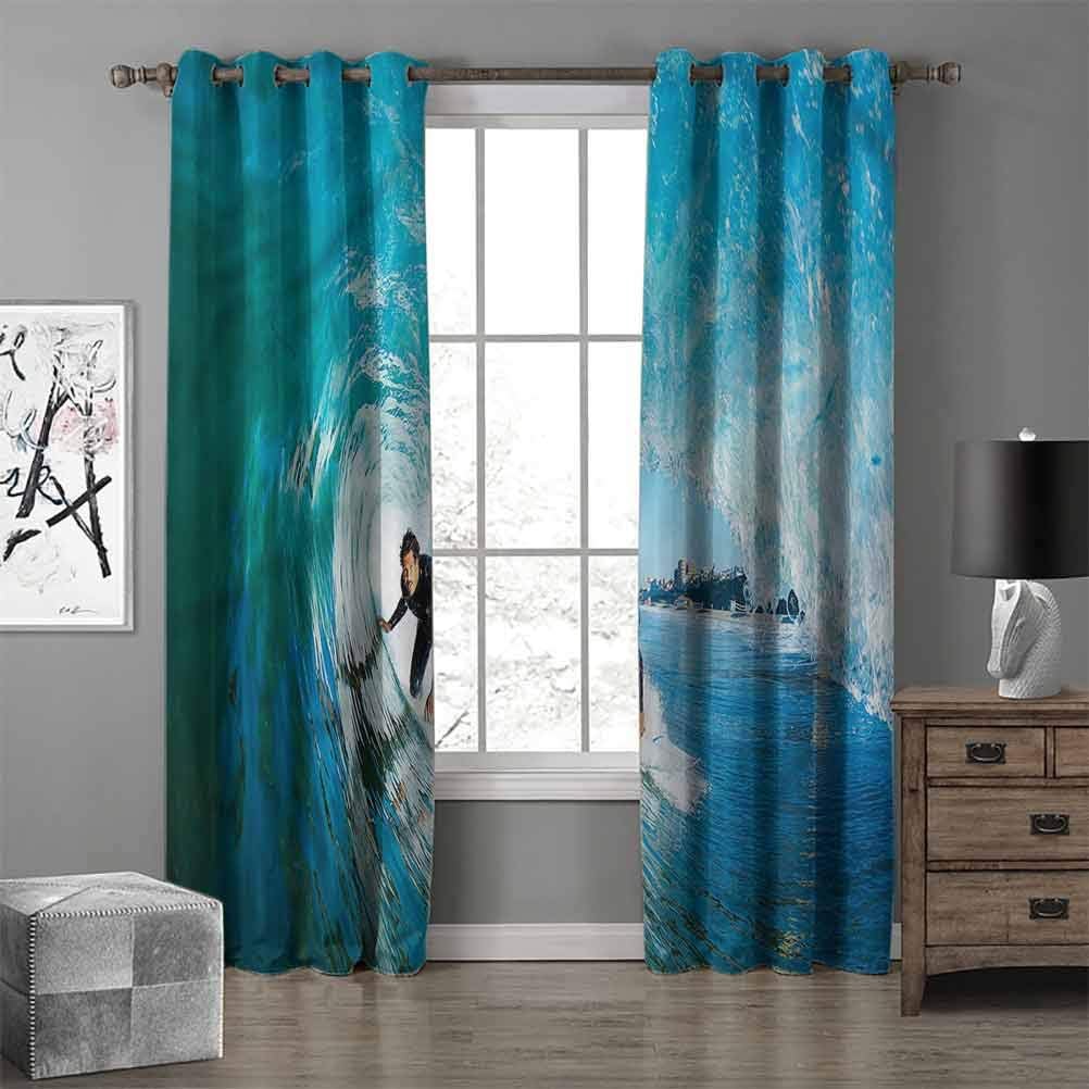 RenteriaDecor Wave Lovely Curtains Extreme Sportsman Surfer