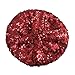 CHUANGLI Sparkly Sequins Beret Hat Glitter Mermaid Cap for Dancing Party Fancy Dress Red