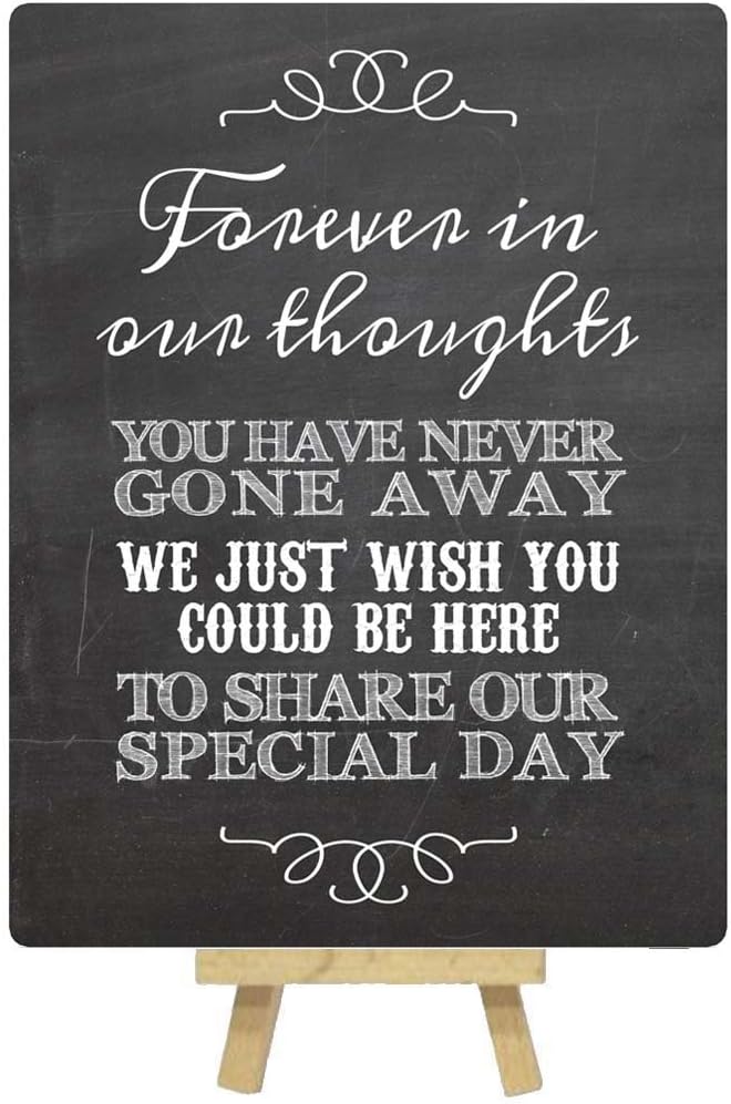 The Lilac Hippo Wedding Memory Table Metal Table Sign Printed With Chalkboard Effect - A5 With Wooden Easel