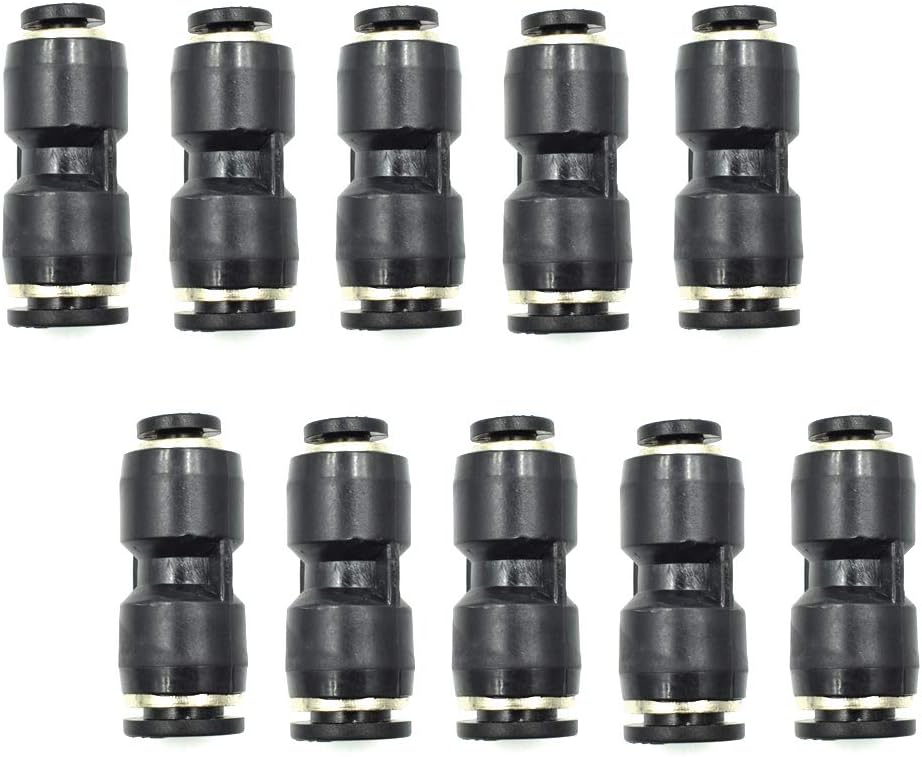 GooTon 8mm to 4mm Pneumatic Air Pipe Quick Fitting Coupler Connector Adapter Plastic Black 10pcs