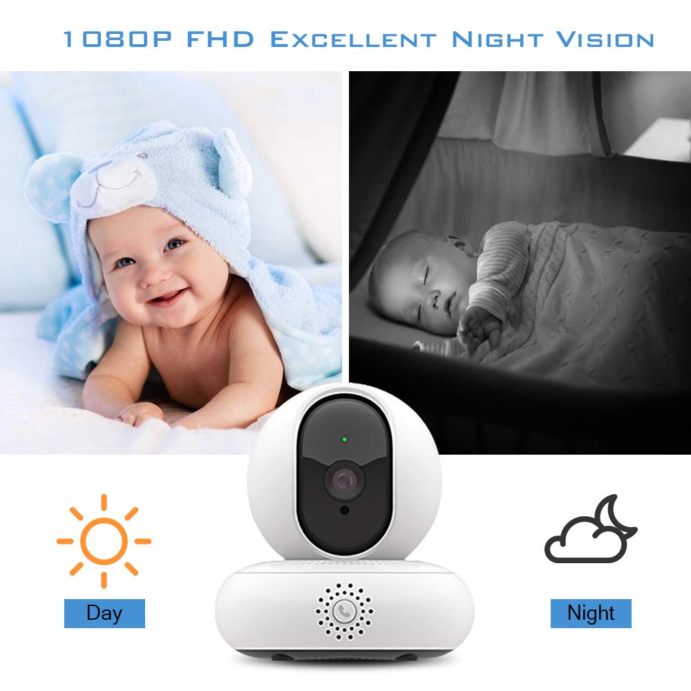 Home Security Camera Wifi,1080P HD Wireless IP Security Surveillance With Night Vision Motion Detection Cloud Service 2-Way Audio Micro SD Recording Monitor for Baby/Elder/Pet