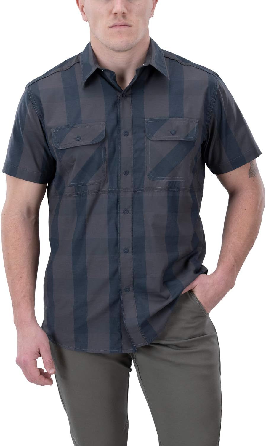 VertxMen's Guardian Tactical Shirt, Short Sleeves, Concealed Carry Clothing for Police, Special Ops, Athletic Fit