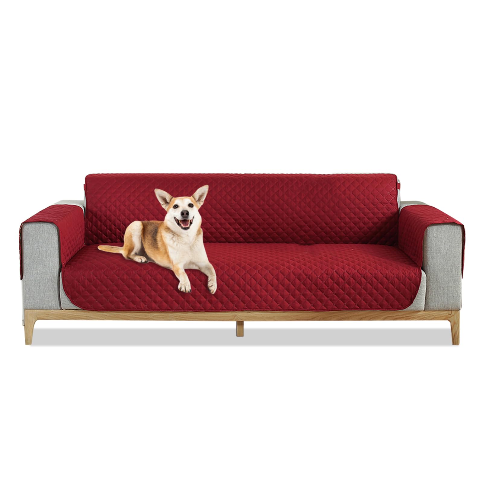 PETCUTE Sofa cover quilted couch protector water repellentSeat Width Up to 23" 1 seater chair cover Wine red