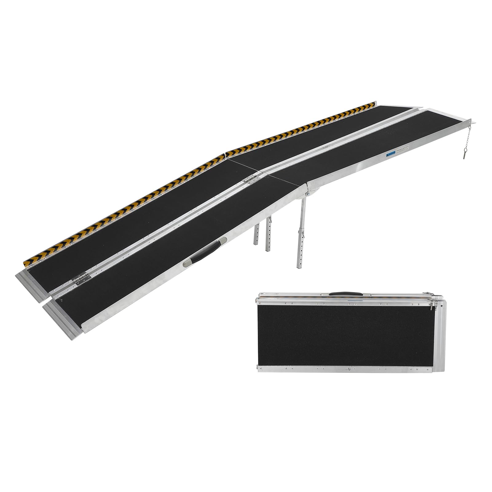Photo 1 of 9 FT Portable Wheelchair Ramp,Aluminum Wheelchair Ramp for Home Steps with Non-Skid Surface and Reflective Strips,600 LBS Weight Capacity