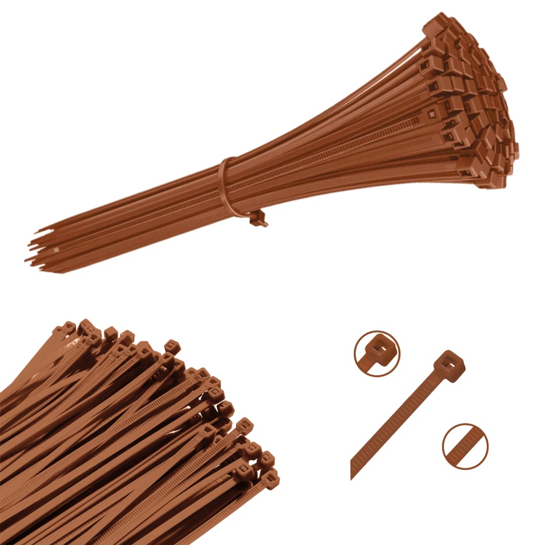 Viceree 100 Universal Cable Ties Brown -3.6x200mm- High Strength, Durable Zip Ties, Perfect for Organizing Wires, Cables, Brown Cable Ties — image 1