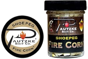 PAUTZKE BAIT PAUTZKE'S Shoepeg Fire Corn - Effective Fishing Bait for Kokanee Salmon and Trout, Krill Scent Cured Fish Bait, Sweet and Firm Shoepeg Kernels, Ready-to-Use, 1.5 Oz