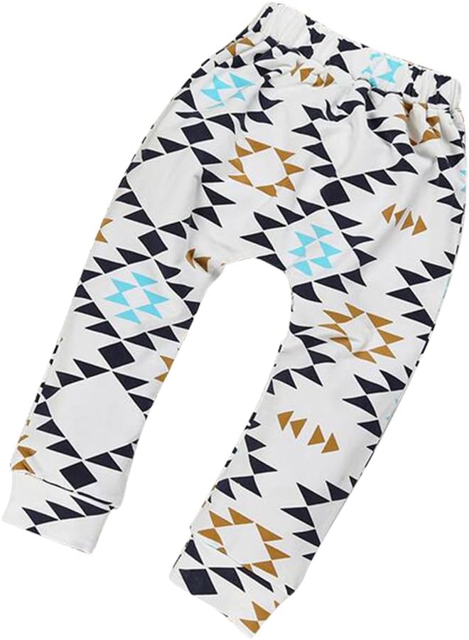 Welen Baby Kids Girls Boys Harem Cotton Pants Pattern Long Casual Trousers
