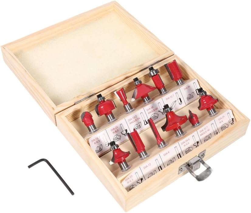 TOPINCN Router Bits Shank Cemented Carbide Groove Router Bit Shank Cutter Bit Set In Wood Case Box Woodworking Tools 8Mm 12Pcs - Image 5