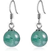 Teppdfann Silver Jade Earrings for Women – Light Green Hypoallergenic Jade Drop Dangle Earrings, Genuine Green Stone Jewelry for Sensitive Ears
