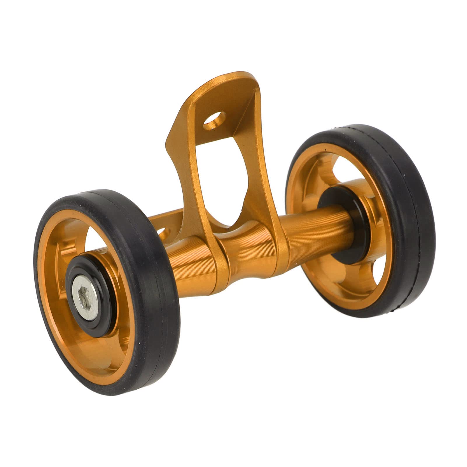 Bewinner Easywheel Double Rear Wheels for Brompton Folding Bike, Bike Mudguard Extension Roller Assembly, Aluminum Alloy (Gold)