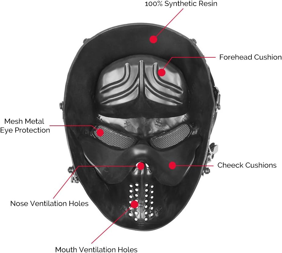 OutdoorMaster Airsoft Mask - Full Face Mask with Mesh Eye Protection (Black) : Sports & Outdoors