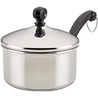 Farberware Classic Stainless Steel Sauce Pan/Saucepan with Lid, 1 Quart, Silver,50000,11.2"D x 6.3"W x 4.4"H