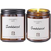 Chloefu Lan Sandalwood Candles, Luxury Candle for Home Scented, Highly Scented, Long Lasting & Non Toxic, Natural Organic Soy Wax, Housewarming Gift for Women and Men, Amber Candle, 14 oz