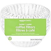 Amazon Basics Basket Coffee Filters for 8-12 Cup Coffee Makers, White, 200 Count