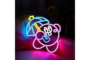 SHINEMYWAY Gaming Neon Sign USB Powered for Game Room Decor, Japanese Anime Neon Sign Dimmable LED Neon Light Sign for Kids Room Man Cave Wall Art Birthday Gift Kirbee 16.1 * 12.8 Inches