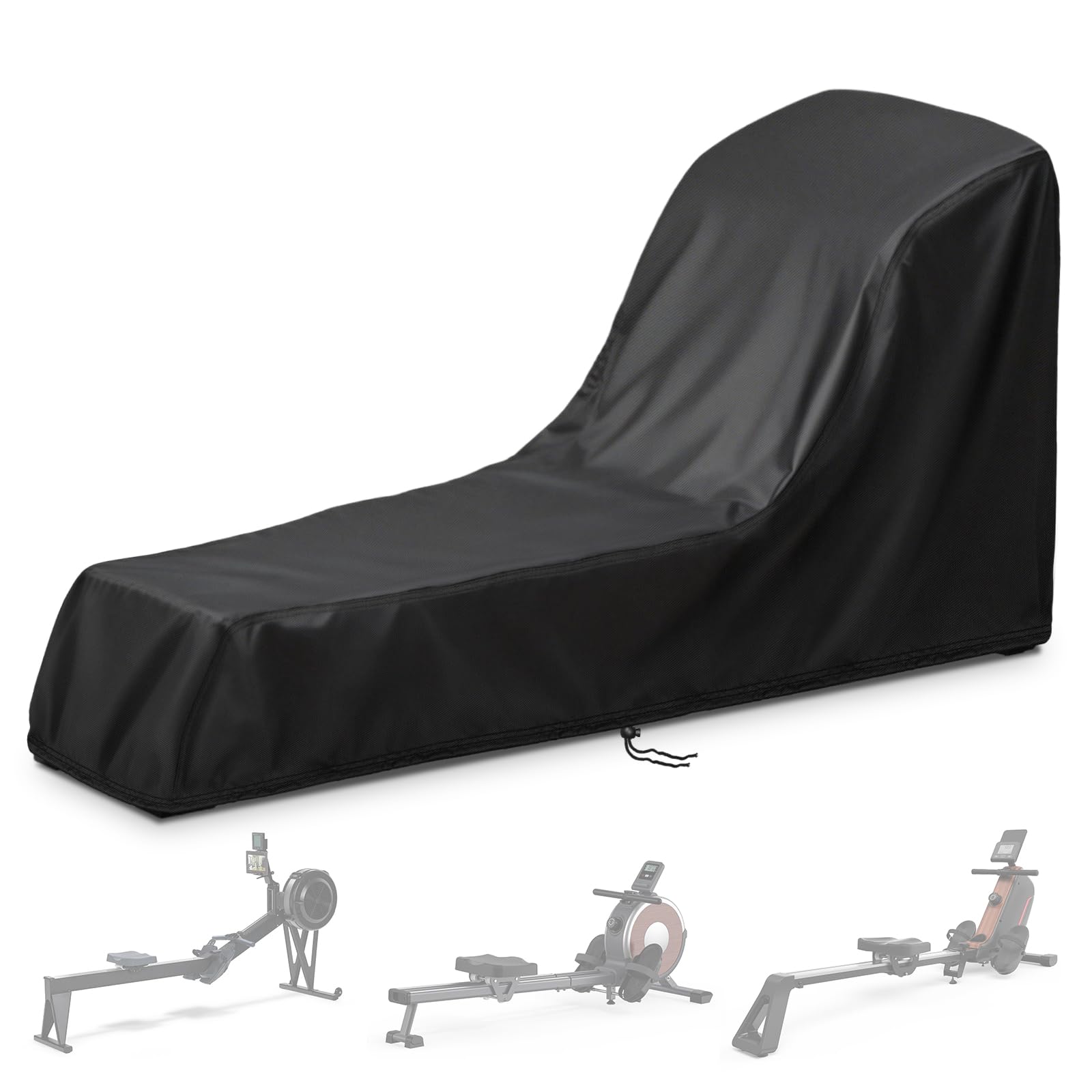 Rowing Machine Cover, Onlyme Fitness Equipment Dustproof Cover Indoor Outdoor, Waterproof All Season Available Rowing Machine Covers for Home Gym, 203x61x41cm