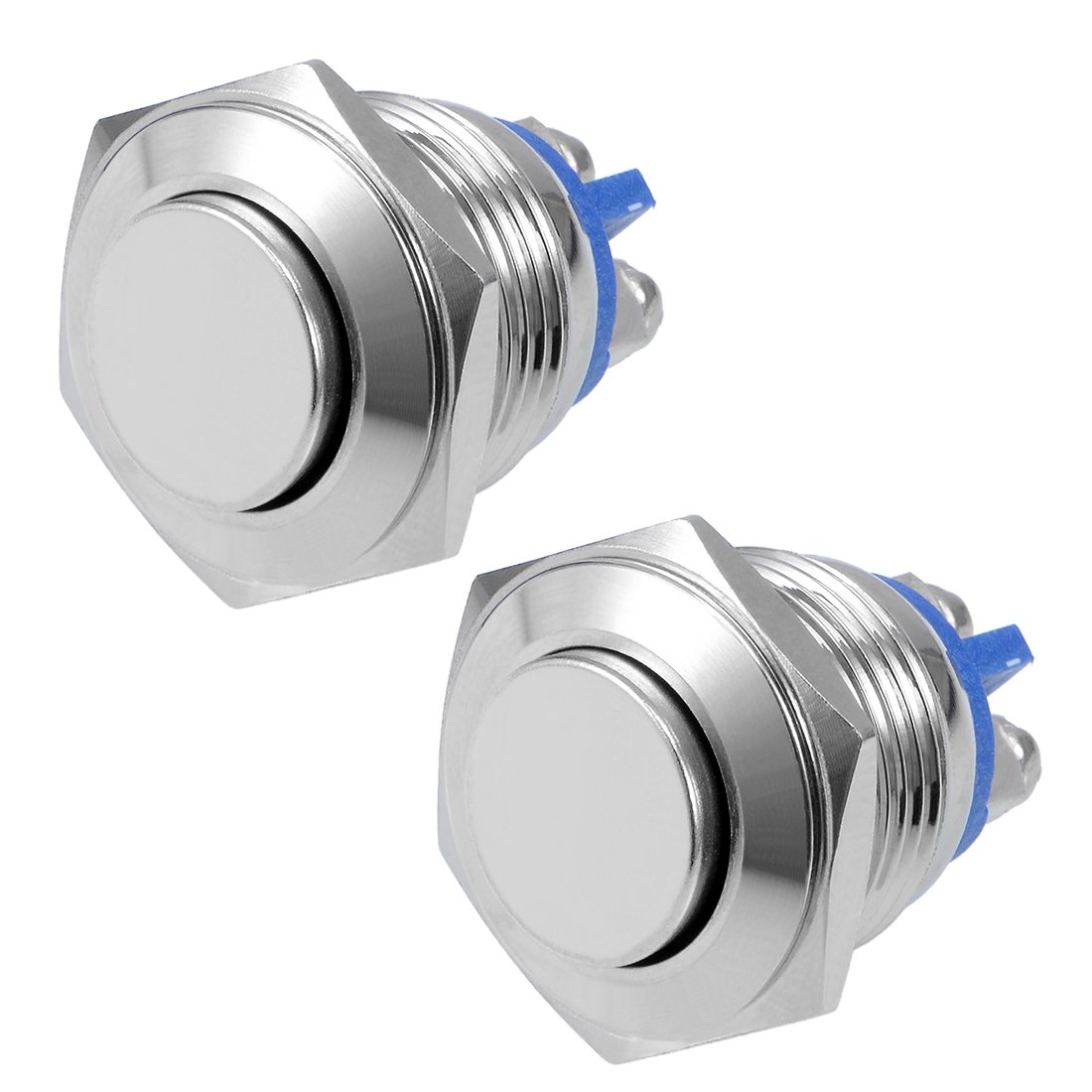 sourcing map 2pcs Momentary Metal Push Button Switch 16mm Mounting Dia 3A 2 Screw Terminals