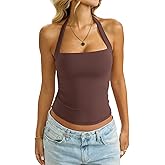 EasyGala Womens Double Lined Square Neck Halter Tank Sexy Backless Shirt Y2K Sleeveless Top Fitted Going Out Clothes2026