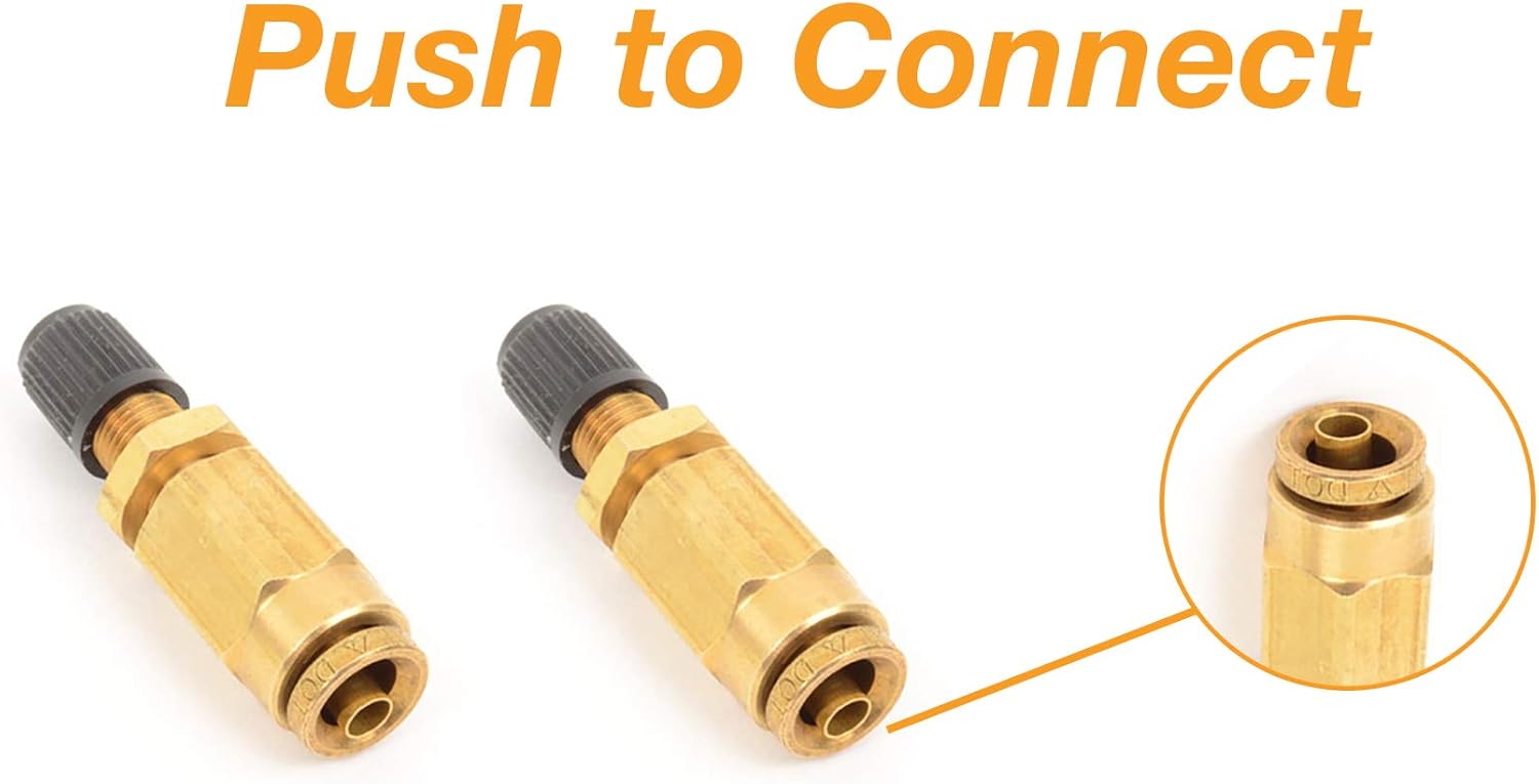 2 x TR14IV Push to Connect Torque Air Inflation Schrader Valve for 1/4 OD Air Line Tubing with