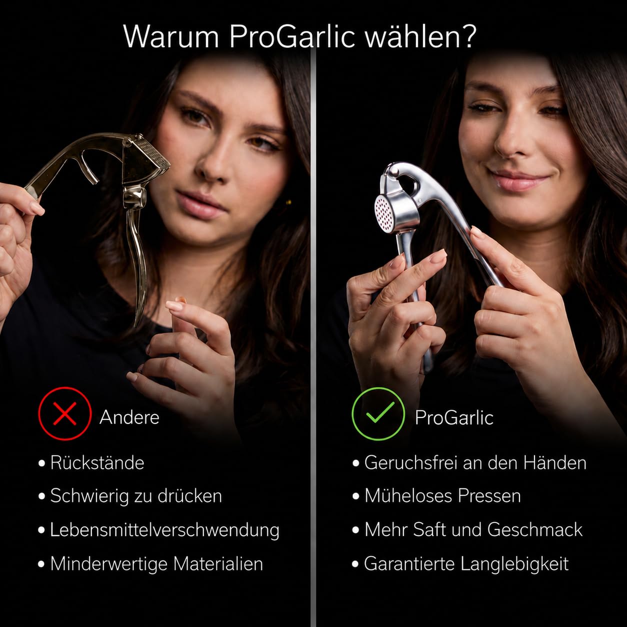 ProGarlic® - Premium Knoblauchpresse - Handlich & Leicht zu Reinigen - Zerkleinert Knoblauch & Ingwer Mühelos (Kein Schälen Nötig) - Extra Stark & Strapazierfähig 5