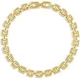 gorjana - Brooklyn Bracelet 7"-7 1/4" - 18k Gold Plated Brass - Textured Chain Links - Stylish Retro Design - Versatile Stacking, Lightweight Comfort