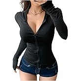 RoseSeek Women's Hooded Zip Up Workout Jacket Athletic Yoga Tops Slim Fit Long Sleeve Lightweight T Shirts