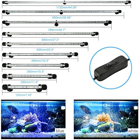 ROSE T Blue and White Aquarium LED Lights Strip Set/Fully Waterproof/Submersible Lighting Fish Tank Lamp (98cm/38.58ches)