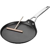 MsMk Crepe Pan with Spreader, 8 Inch Titanium and Ceramic Nonstick Flat Skillet Tortilla Egg Pan, Induction Compatible, PFOA Free, Oven Safe to 700°F