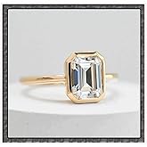 ZengoriGems Cubic Zirconia Engagement Ring 925 Sterling Silver Emerald Cut 1CT/2CT/3CT CZ 14k Gold Plated Anniversary Wedding Promise Rings for Women Lover Size 5-9