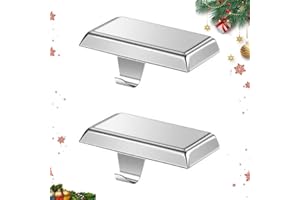 Guojanfon Christmas Stocking Holders Mantel Stocking Hangers Metal Hanging Hooks Stocking Holders Bases for Fireplace Free Standing Christmas Xmas Party Decoration (2 Silver, 2)