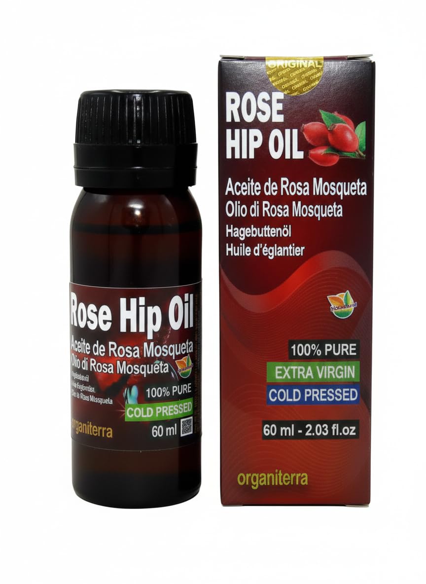 Pure Rose Hip OIL 100% Natural. 60ml amber bottle, obtained by first cold pressing, Premium Quality. Origin Patagonia.