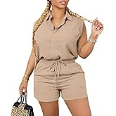 ThusFar Women 2 Piece Shorts Sets Button Down Cap Sleeve Drawstring Resort Wear Outfits Summer Matching Sets Tracksuits