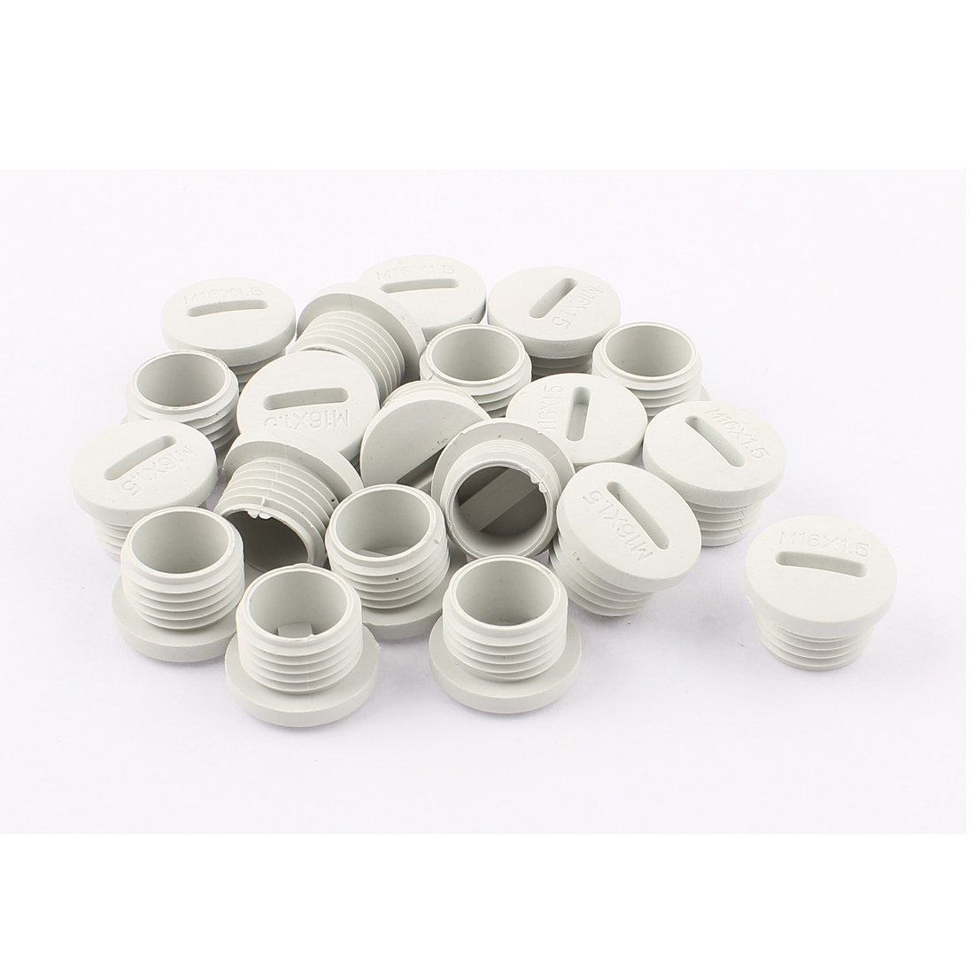 Sourcingmap 20pcs Grey Nylon Distribution Box Blanking Cap End Threaded M16 x 8mm