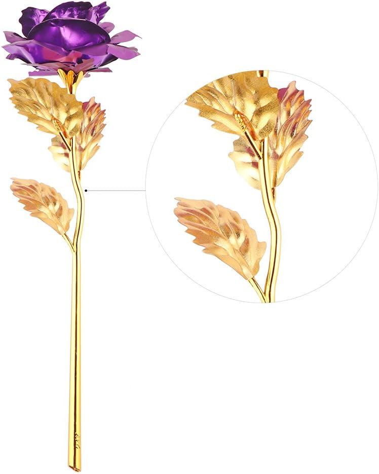 24K Gold Rose Flower with Gift Box, Long Stem Gold Foil Artificial Forever Rose Flower - Image 5